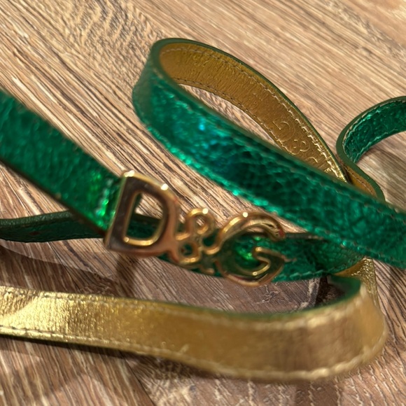 D&G Green and Gold Leather Bracelet